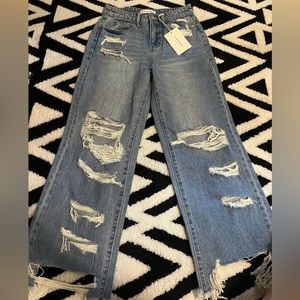 Flying Monkey Wide Leg Distressed Jeans